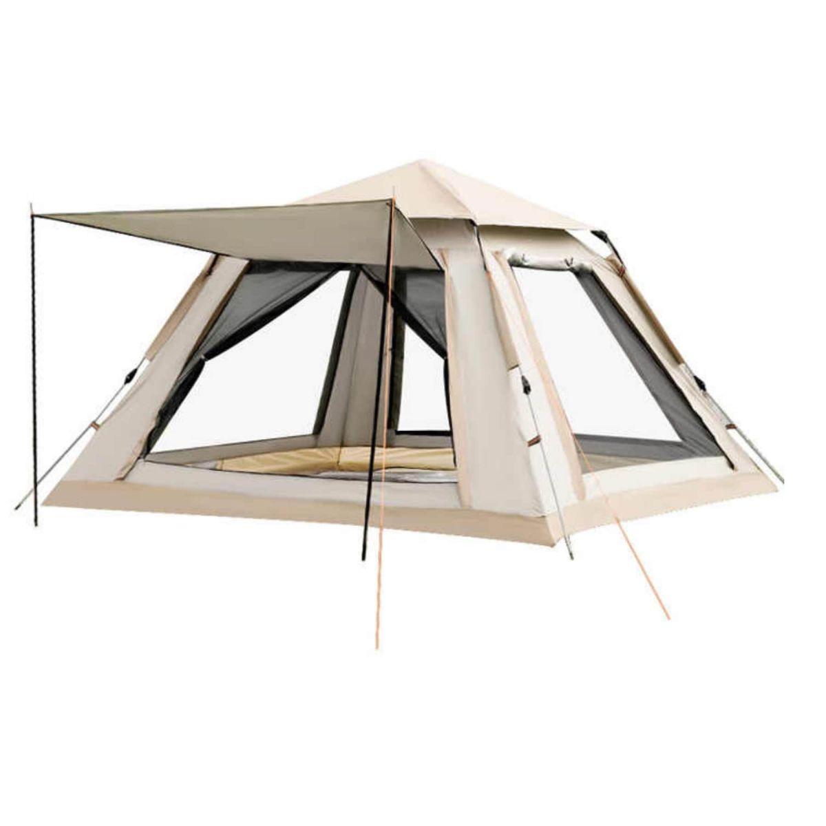FULLY AUTOMATIC 4–6 PERSON CAMPING TENT WITH AWNING 240X240X155 CM (CREAM)