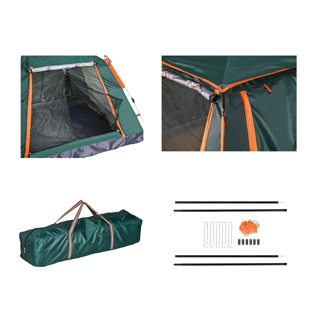 FULLY AUTOMATIC 4–6 PERSON CAMPING TENT WITH AWNING 240X240X155 CM (GREEN)
