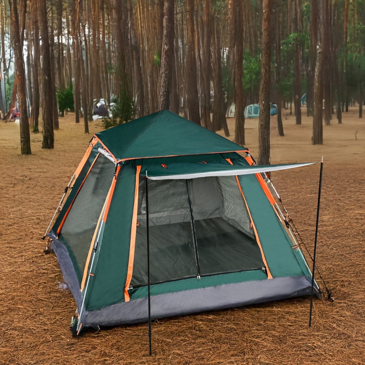 BYSAY TAM OTOMATİK 4 KİŞİLİK TENTELİ KAMP ÇADIRI 210X210X135 CM (YEŞİL)