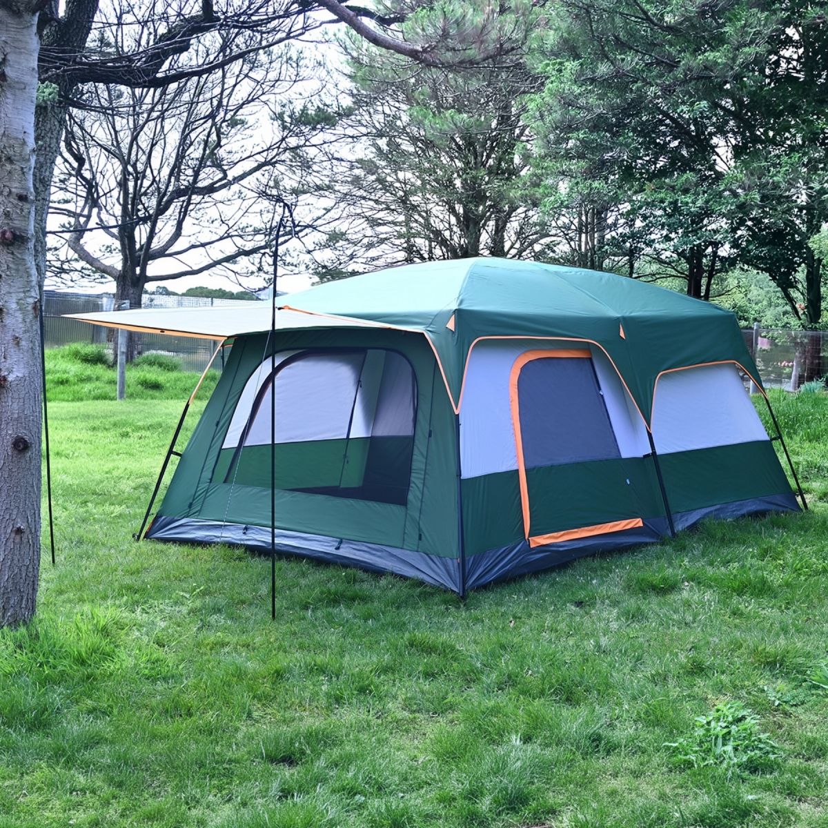 10 KİŞİLİK 2 ODALI TENTELİ KAMP ÇADIRI 430X305X200 (YEŞİL)
