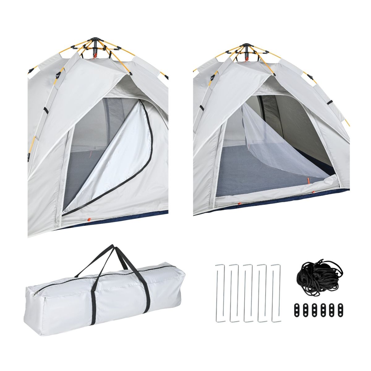 BYSAY Fully Automatic 4-Person Camping Tent with Awning, 200x200x135 cm