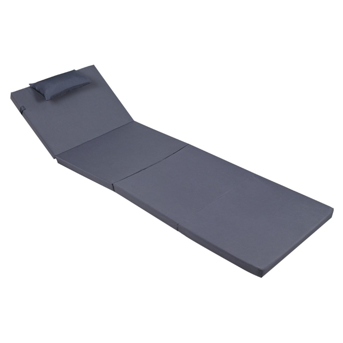 BYSAY Sun Lounger Cushion, Camping Mat with Zipper and Hood, 4 cm (Anthracite)