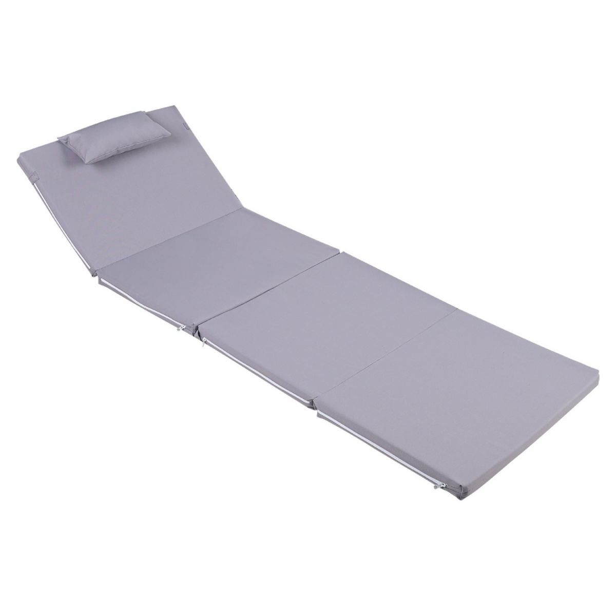 BYSAY Sun Lounger Cushion, Camping Mat with Zipper and Hood, 4 cm (Grey)