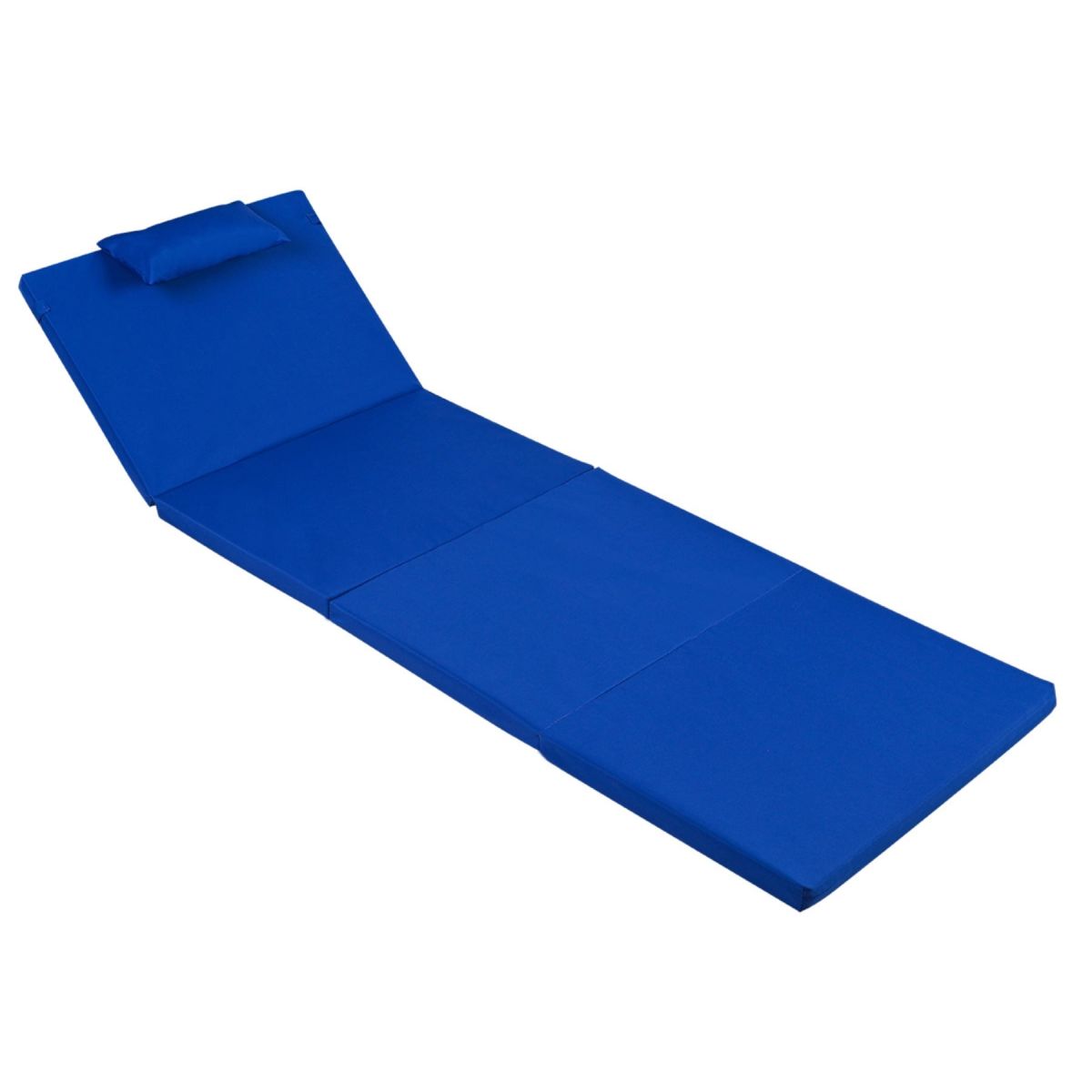 BYSAY Sun Lounger Cushion, Camping Mat with Zipper and Hood, 4 cm (Blue)