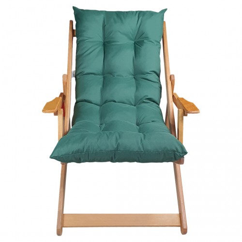 BYSAY WOODEN FOLDABLE PORTABLE POUCH CUSHION ARMREST. FOR BEACH, GARDEN, TERRACE, BALCONY (GREEN)