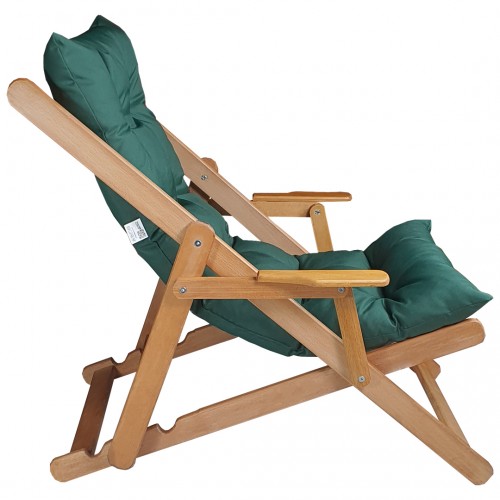 BYSAY WOODEN FOLDABLE PORTABLE POUCH CUSHION ARMREST. FOR BEACH, GARDEN, TERRACE, BALCONY (GREEN)
