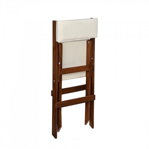 BYSAY AHŞAP DÖŞEME MİNDERLİ KATLANIR  BAHÇE MUTFAK BALKON TERAS SANDALYESİ (CEVİZ-KREM)