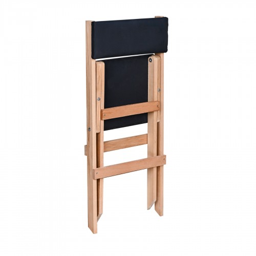 BYSAY AHŞAP DÖŞEME MİNDERLİ KATLANIR BAHÇE MUTFAK BALKON TERAS SANDALYESİ (NATUREL-ANTRASİT)