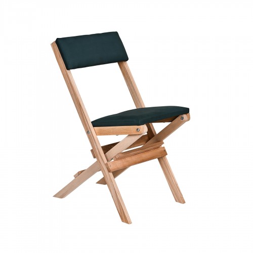 BYSAY AHŞAP DÖŞEME MİNDERLİ KATLANIR  BAHÇE MUTFAK BALKON TERAS SANDALYESİ (NATUREL-YEŞİL)