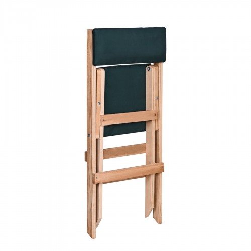 BYSAY AHŞAP DÖŞEME MİNDERLİ KATLANIR  BAHÇE MUTFAK BALKON TERAS SANDALYESİ (NATUREL-YEŞİL)
