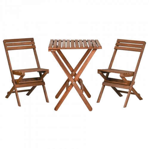 BYSAY AHŞAP KATLANIR 3 lü BİSTRO SET MUTFAK BALKON BAHÇE TERAS MASA SANDALYE SETİ (CEVİZ RENK)