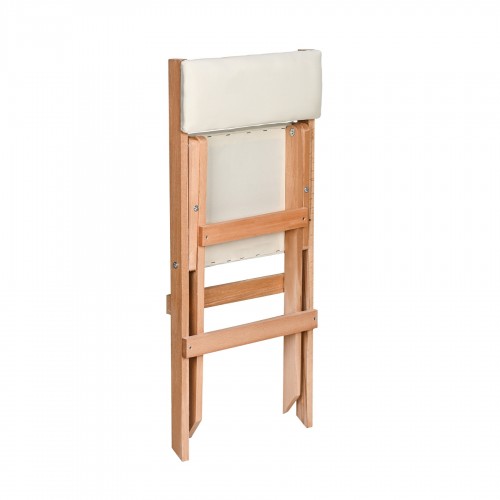 BYSAY AHŞAP KATLANIR DÖŞEME MİNDERLİ 3 lü BİSTRO SET BAHÇE TAKIMI (NATUREL-KREM)