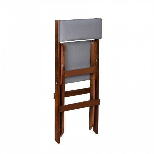 BYSAY AHŞAP KATLANIR DÖŞEME MİNDERLİ 3 lü BİSTRO SET BAHÇE TAKIMI (CEVİZ-GRİ)