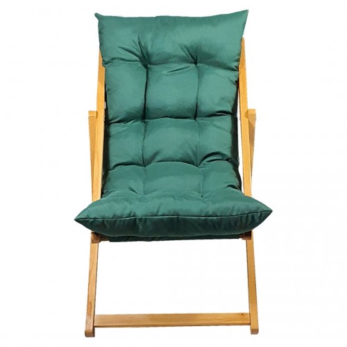 BYSAY AHŞAP KATLANABİLİR TAŞINIR PUF MİNDERLİ ŞEZLONG. PLAJ, BAHÇE, TERAS, BALKON İÇİN 3 LÜ SET (HAKİ)