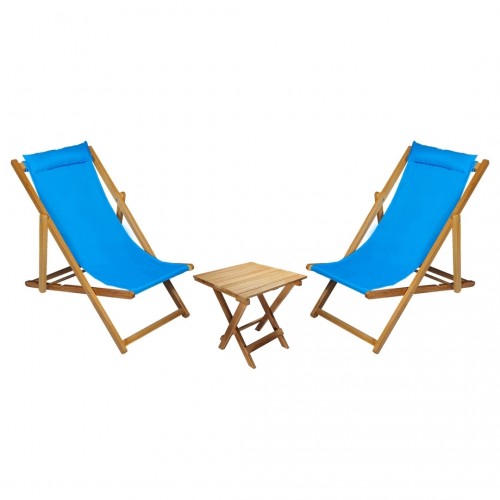 BYSAY AHŞAP KATLANABİLİR TAŞINIR ŞEZLONG. PLAJ, BAHÇE, TERAS, BALKON ŞEZLONGU. 3 LÜ SET (TURKUAZ)