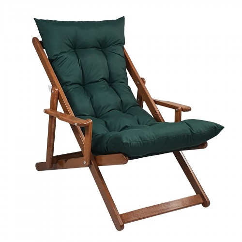 BYSAY WOODEN FOLDABLE PORTABLE POUCH CUSHION ARMREST. FOR BEACH, GARDEN, BALCONY (WALNUT-GREEN)